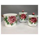 Lefton Americana Rose Canister Set Pieces