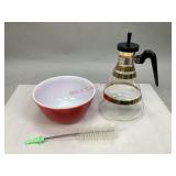 Vintage Pyrex Bowl & Glass Coffee Carafe