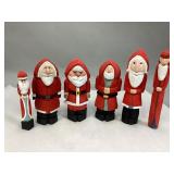 Hand-Carved Wooden Santa Claus Figurines