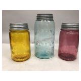 Vintage Assorted Color Mason Jars with Lids