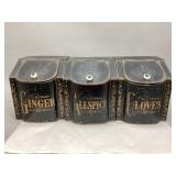 Vintage Toleware - Black Metal Canisters