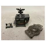 Miniature Cast Iron Toy Stove & Sewing Machine
