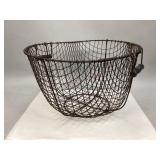 Vintage Wire Harvest Basket with Wooden Handles