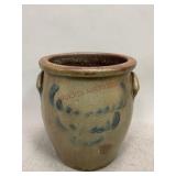 Stoneware Crock with Cobalt Blue Designs