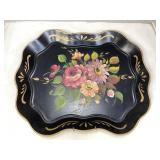Vintage Toleware Metal Hand-Painted Serving Tray