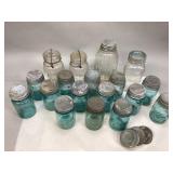 Assorted Glass Lidded Canning Jars
