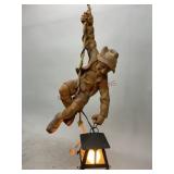 Wood Carved Folk Art Light