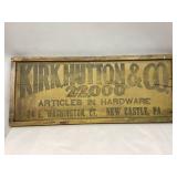 Vintage Wooden Kirk, Hutton & Co. Hardware Sign