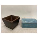 Primitive Wooden Container and Vintage Chest