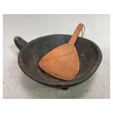 Primitive Wooden Bowl and Butter Paddle