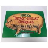 Finckï¿½s Overalls Metal Advertisement Sign
