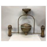 Antique Brass Hanging Double Oil Fixture Lamp