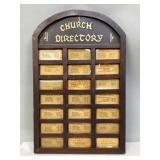 Vintage Wooden Church Directory Board