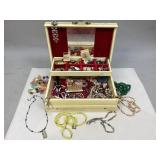 Jewelry Box with Assorted Costume Jewelry