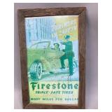 Wood Framed Vintage Metal Firestone Sign