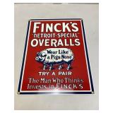 Porcelain Finckï¿½s Overalls Advertising Sign