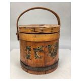 Antique Firkin or Wooden Sugar Bucket with Lid