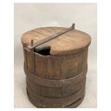 Antique Wooden Barrel with Swing Top Lid