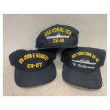 Three Naval Caps