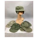 WWII Korean Era Field Caps, Some with Ear Flaps