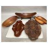 Assorted Vintage Wooden Trays & Bowls