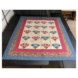 Hand Stitched "Grandmotherï¿½s Fan" Pattern Quilt