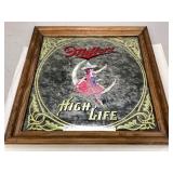 Miller HiLife "Girl in Moon" Glass Advertisement