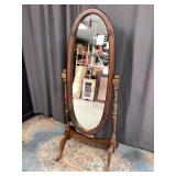 Wooden Oval Floor Mirror