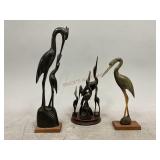 Carved Horn Crane Figurines