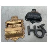 Cast Iron Match Holders and Trivet