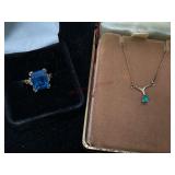 14K Gold Filled Necklace and Ring with Gemstones