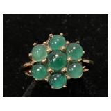10K Gold Ring with Green Gemstones