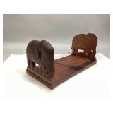 Wooden Carved Elephant Adjustable Bookends