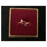 10K Gold Ring with Red Gemstone