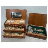 Wooden Jewelry Boxes with Costume Jewelry