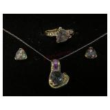 10K Gold Earring, Necklace, Ring Set