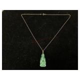 14K Gold Chain with Carved Pendant