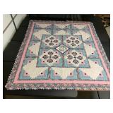 Log Cabin Hand Stitched Quilt with Triangle Edge