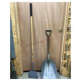Two Wood Handle, Metal Shovels