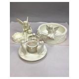 Vintage Ivory Bisque Porcelain Candle Holders