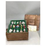 Wooden Crate of Assorted Christmas Ornaments