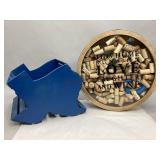 Texas Shaped Basket & Wooden Wine Cork Decor