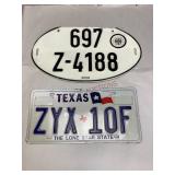Vintage German Oval Export & Texas License Plates