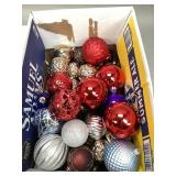 Box of Assorted Plastic Christmas Ornaments