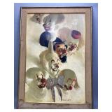 Vintage "7 Faces of a Clown" Framed Print