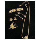 Gold Tone Jewelry with Pearls and Gemstones