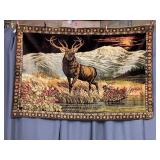 Tapestry of Deer with Curtain Rod