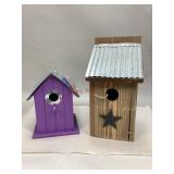 Two Wood & Metal Birdhouses