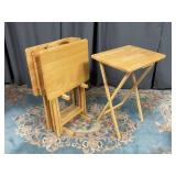 Wooden TV Tray Set with Carrier