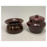 Stoneware Bean Pot and Spittoon